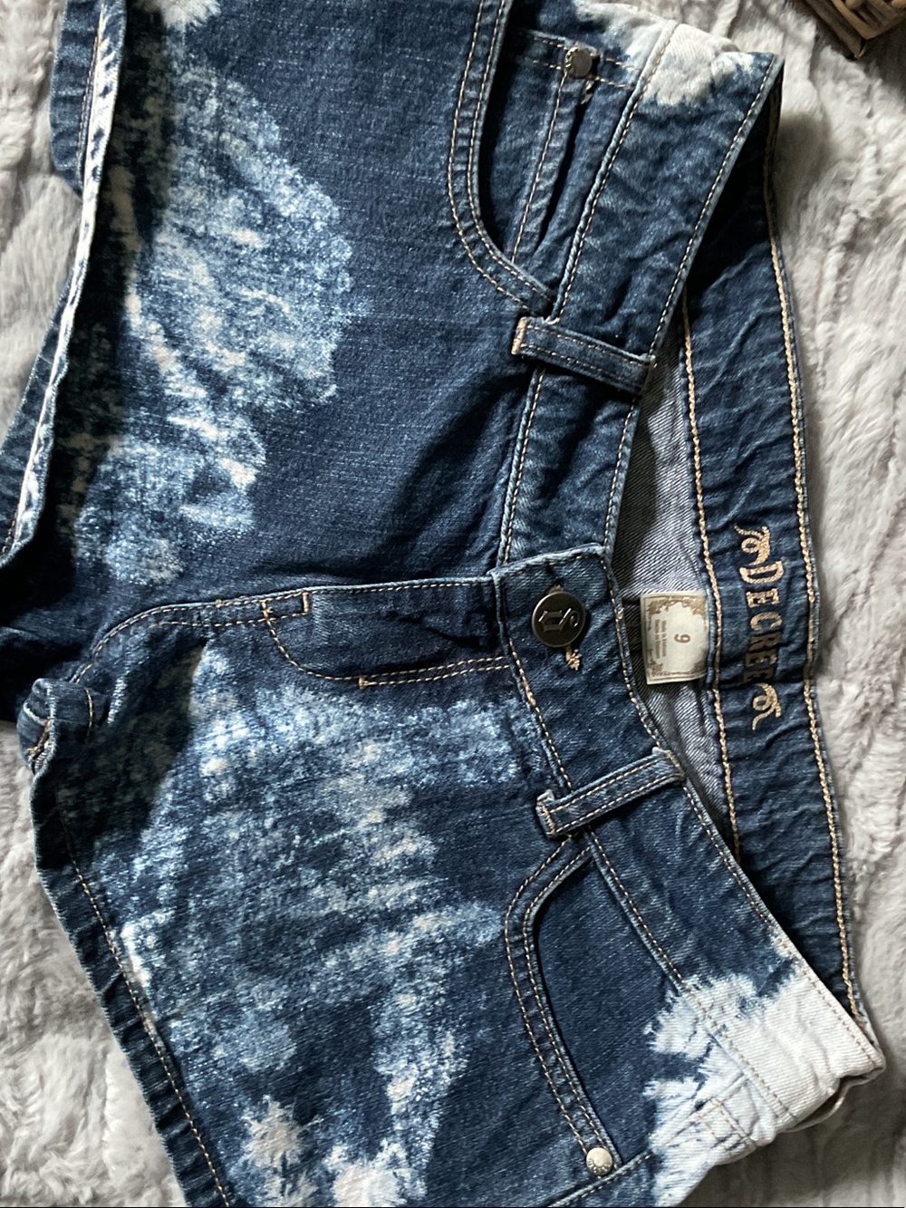 Decree Women's Blue Denim Tie-Dye Shorts